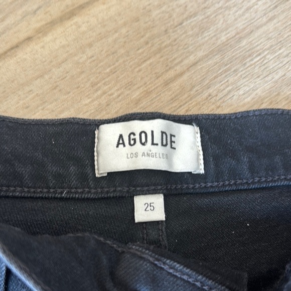 Agolde Riley Black Straight Leg high Rise button fly jeans 25 - Picture 2 of 4